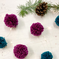 Fairy light pom pom craft kit, plum and teal