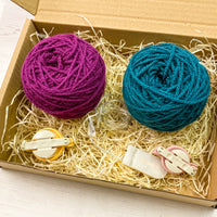 Fairy light pom pom craft kit, plum and teal