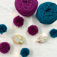 Fairy light pom pom craft kit, plum and teal