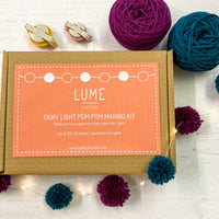 Fairy light pom pom craft kit, plum and teal