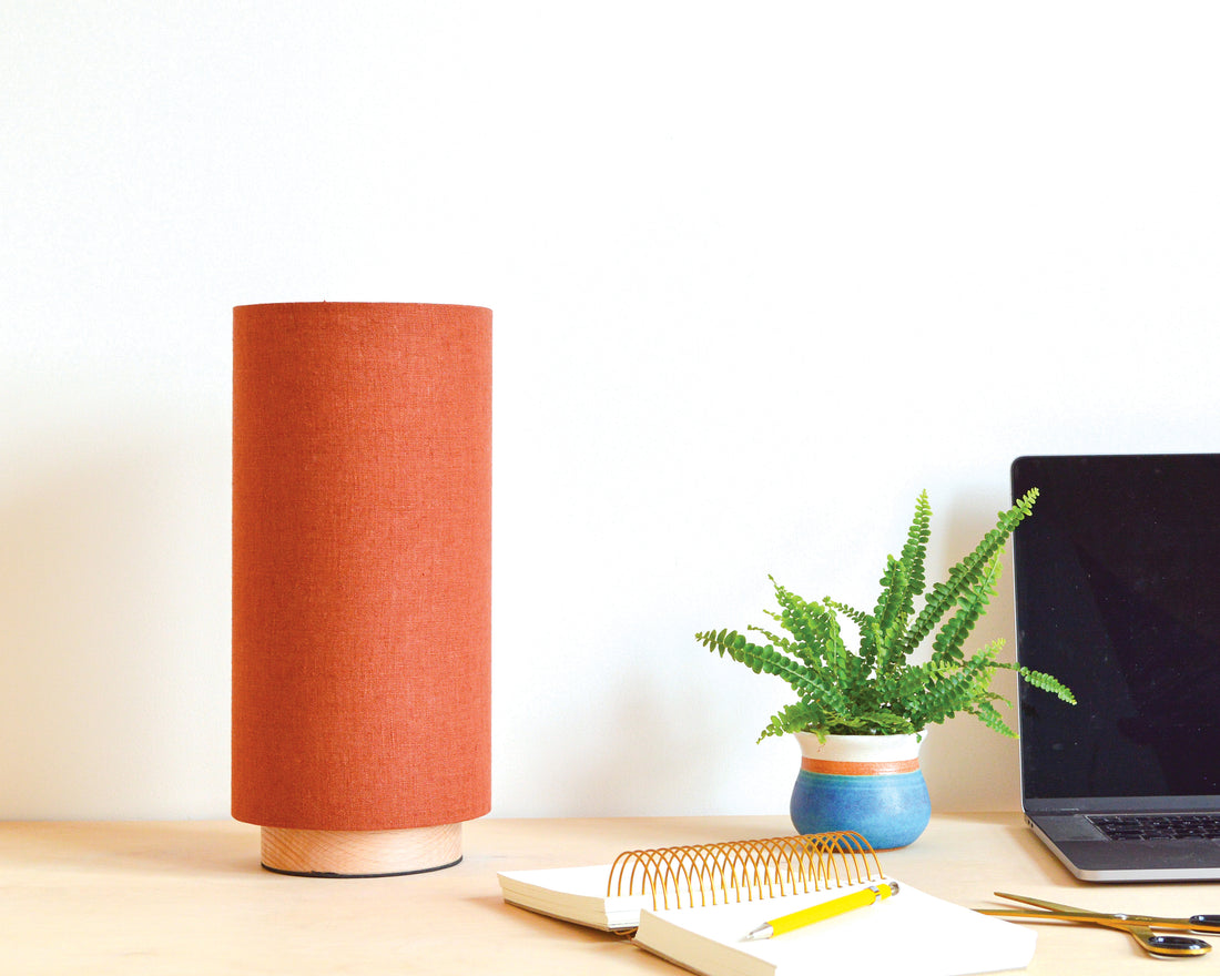 Orange linen desk lamp