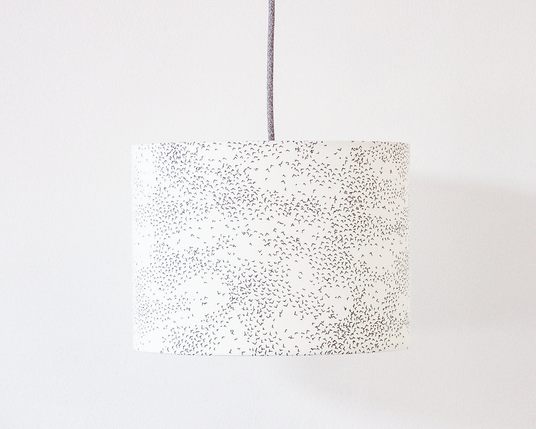 Starlings Birds Grey Drum Ceiling Lampshade