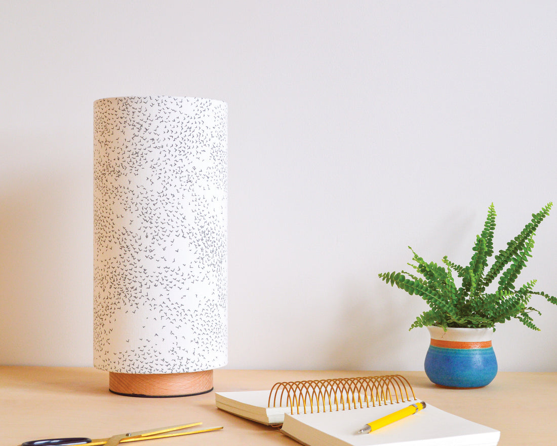 Starlings slim table lamp, with wooden base