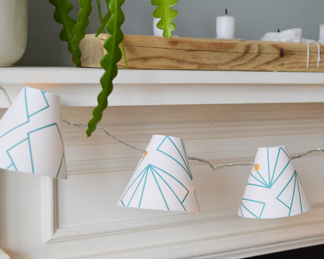 Turquoise Geometric Sunbeam Fairy Lights