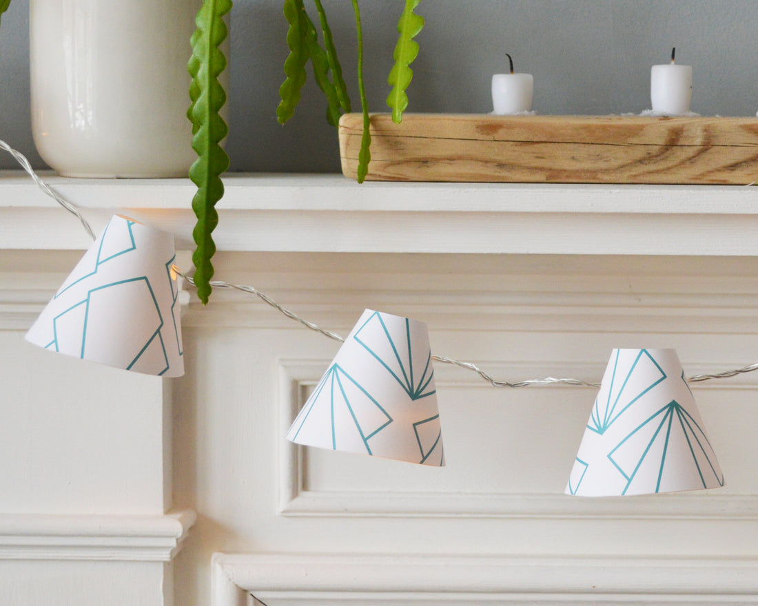 Turquoise Geometric Sunbeam Fairy Lights