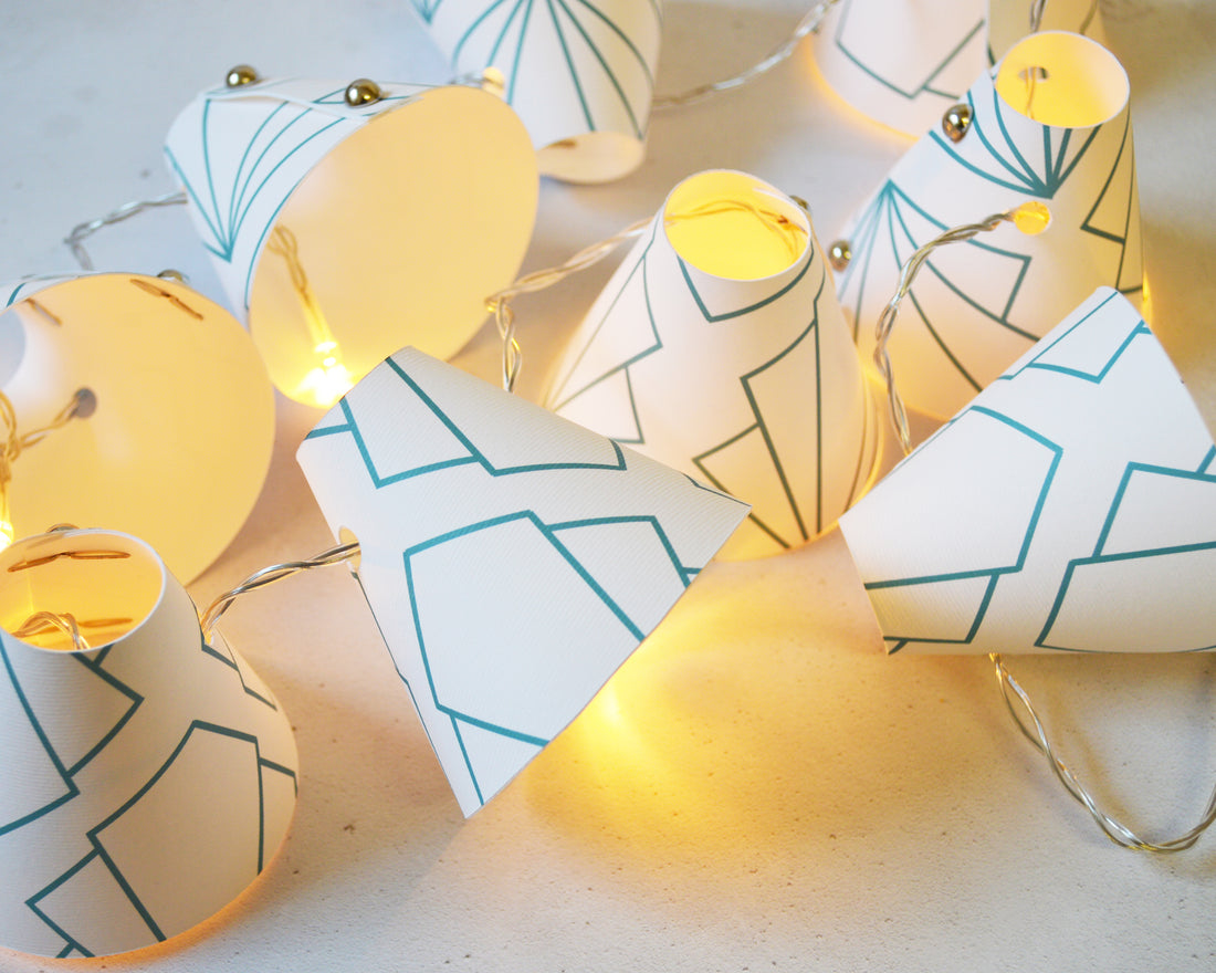 Turquoise Geometric Sunbeam Fairy Lights