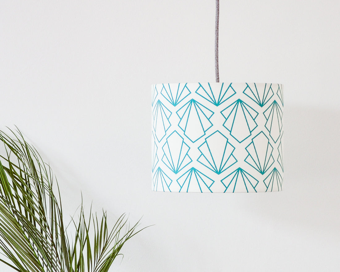 Turquoise Sunbeam Drum Ceiling Lampshade