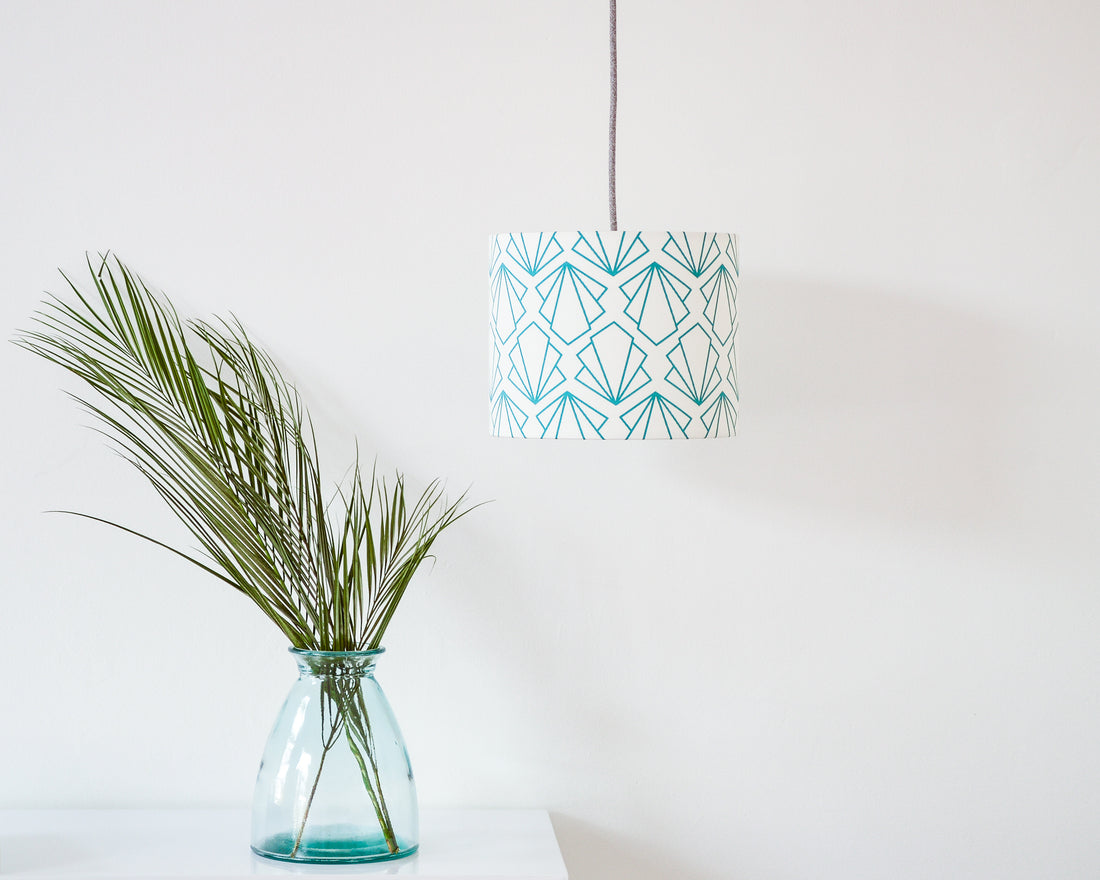 Turquoise Sunbeam Drum Ceiling Lampshade