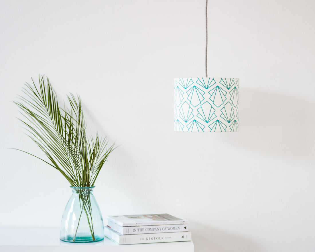 Turquoise Sunbeam Drum Ceiling Lampshade