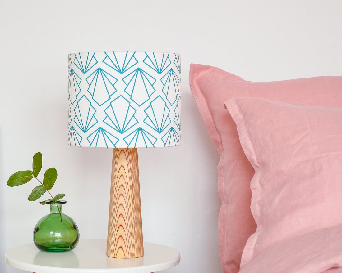 Turquoise Sunbeam Drum Table Lampshade
