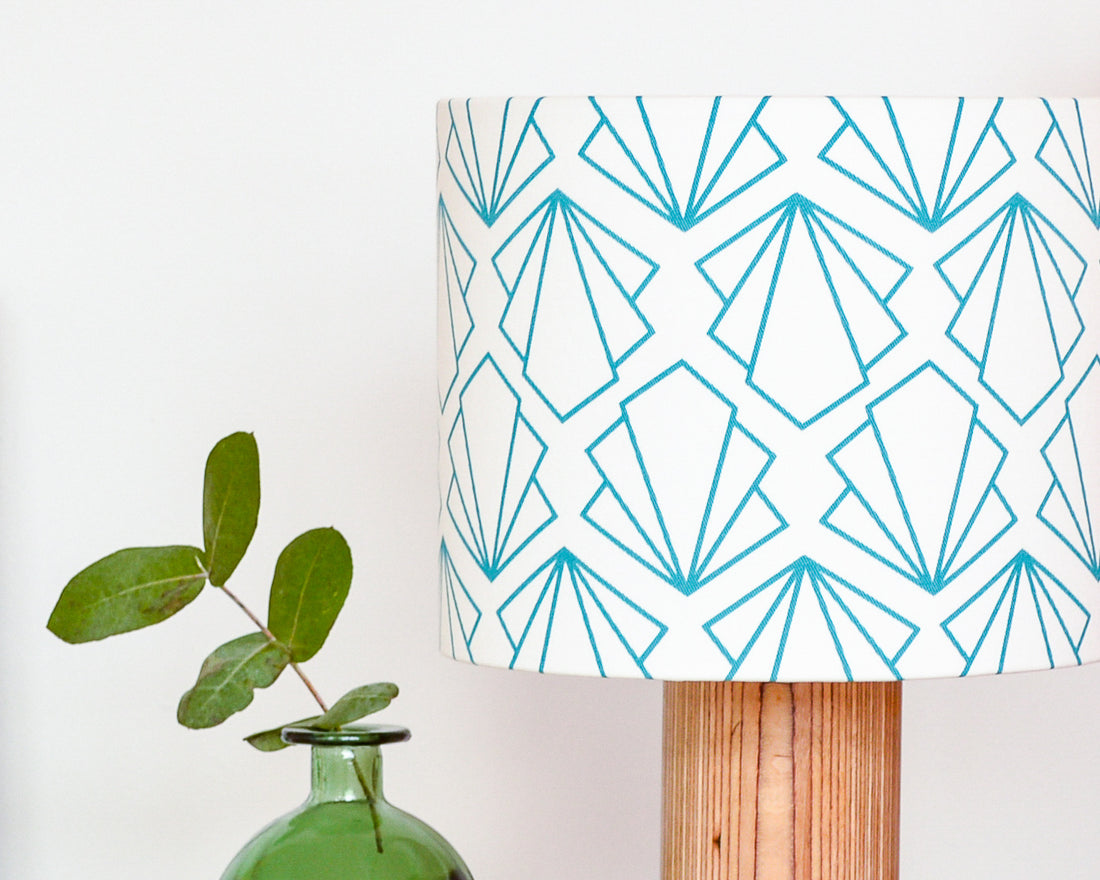Turquoise Sunbeam Drum Table Lampshade