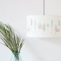 Green Trees And Cabin Drum Ceiling Lampshade