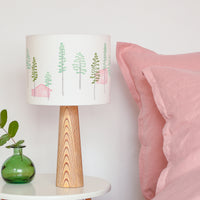 Green Trees And Cabin Drum Table Lampshade