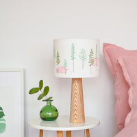 Green Trees And Cabin Drum Table Lampshade