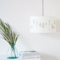 Green Trees And Cabin Drum Ceiling Lampshade