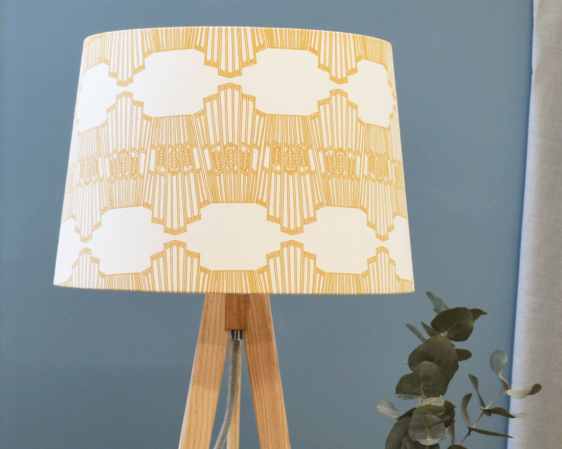 Mustard Geometric Fabric Tapered Lampshade
