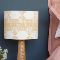 Mustard Ornamental Wave Drum Table Lampshade