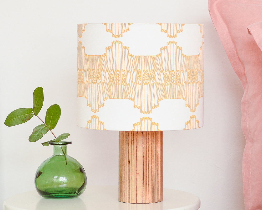 Mustard Ornamental Wave Drum Table Lampshade