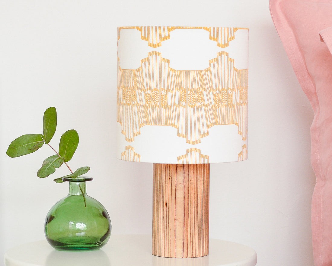 Mustard Ornamental Wave Drum Table Lampshade