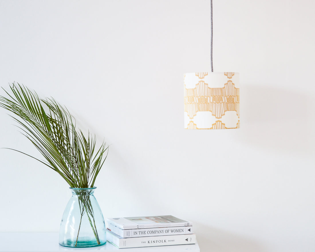 Mustard Ornamental Wave Drum Ceiling Lampshade