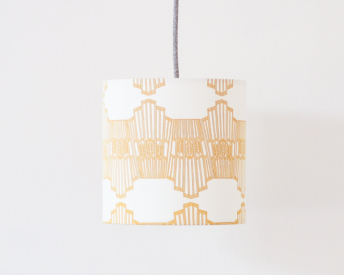 Mustard Ornamental Wave Drum Ceiling Lampshade