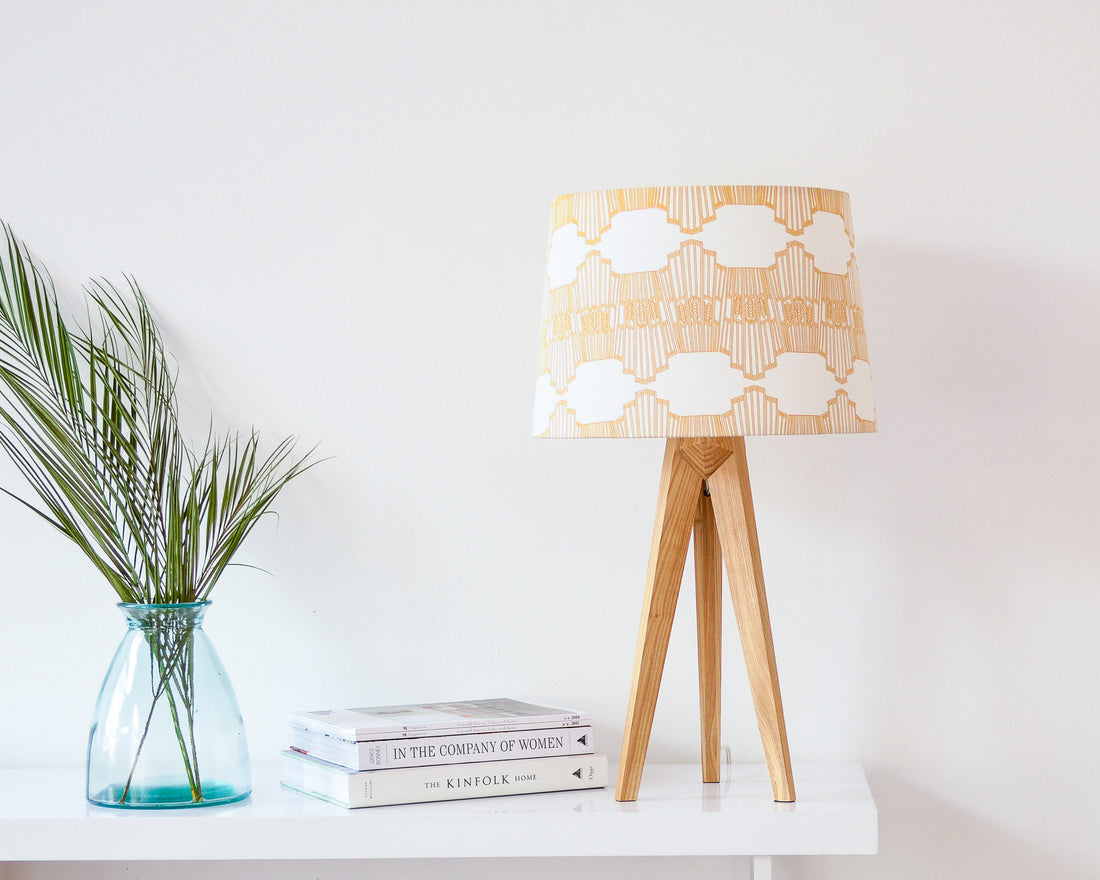 Mustard Ornamental Wave Tapered Lampshade