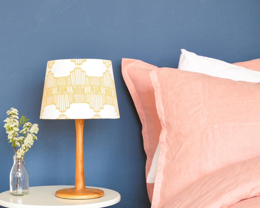 Mustard Ornamental Wave Tapered Lampshade