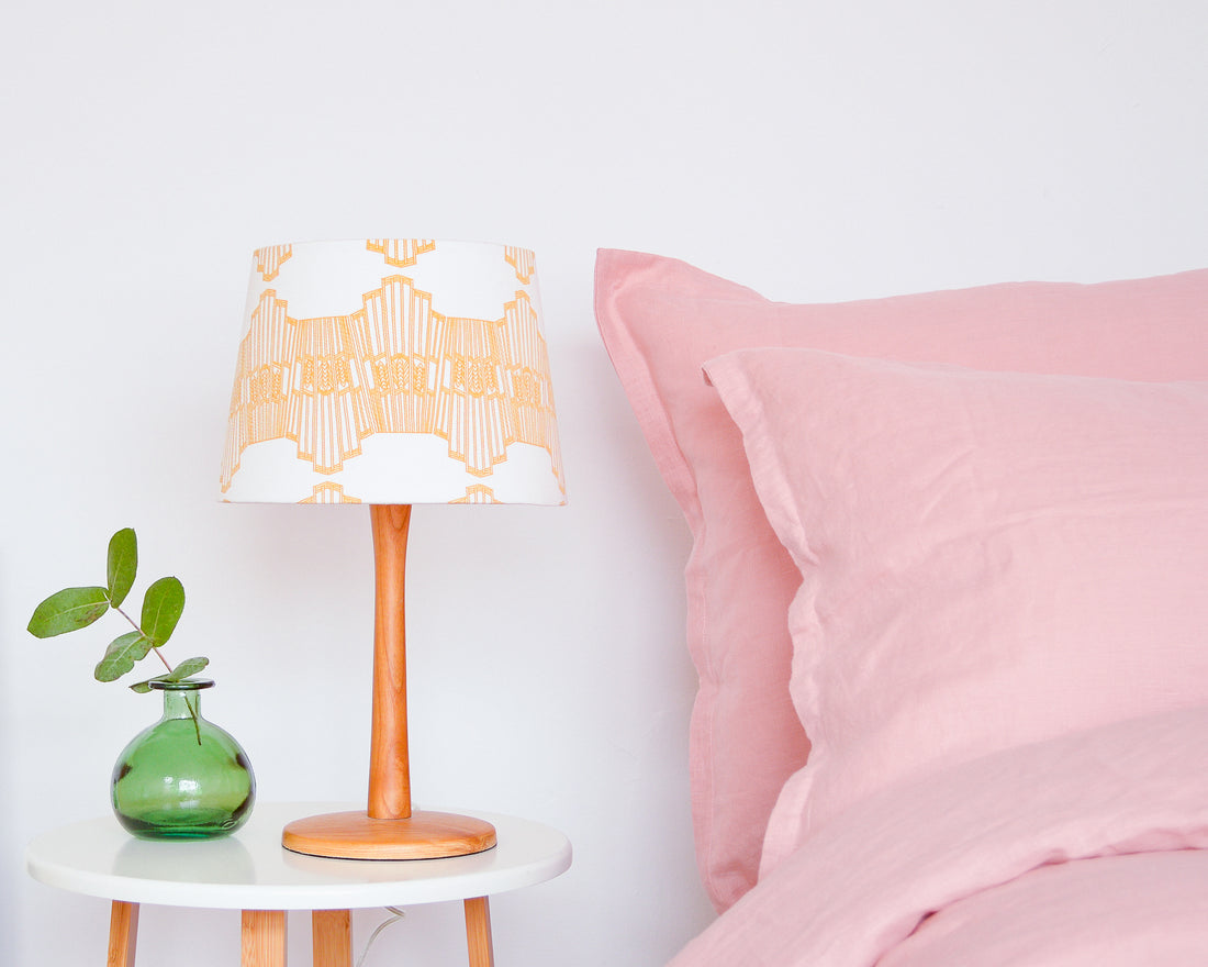 Mustard Ornamental Wave Tapered Lampshade