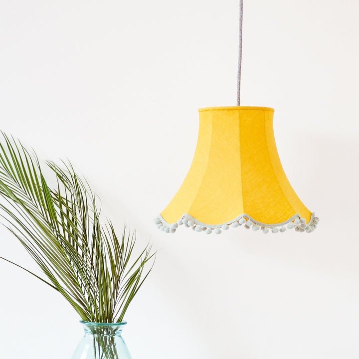 Traditional soft empire lampshade in mustard linen