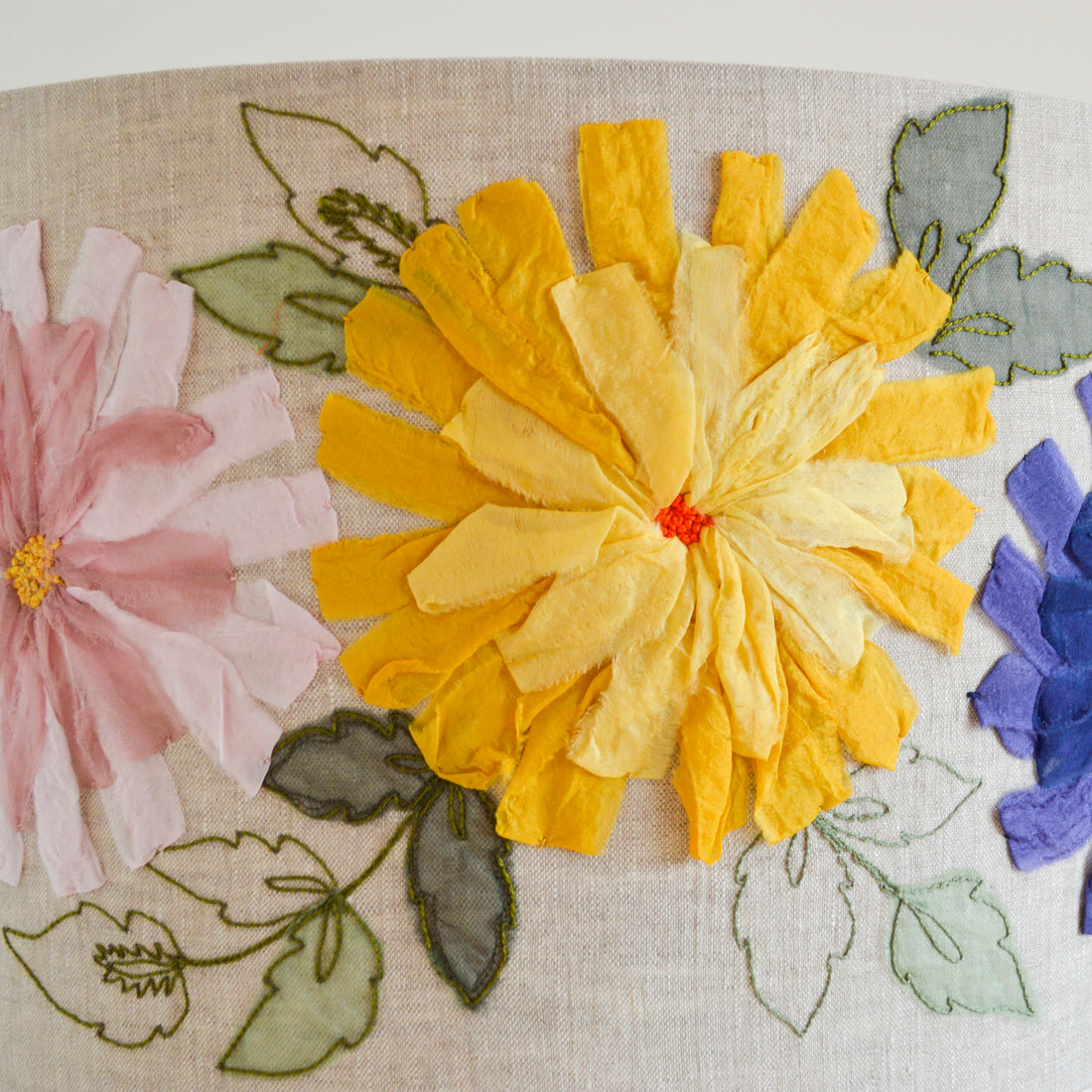 Detail of our Floral embroidered lampshade 