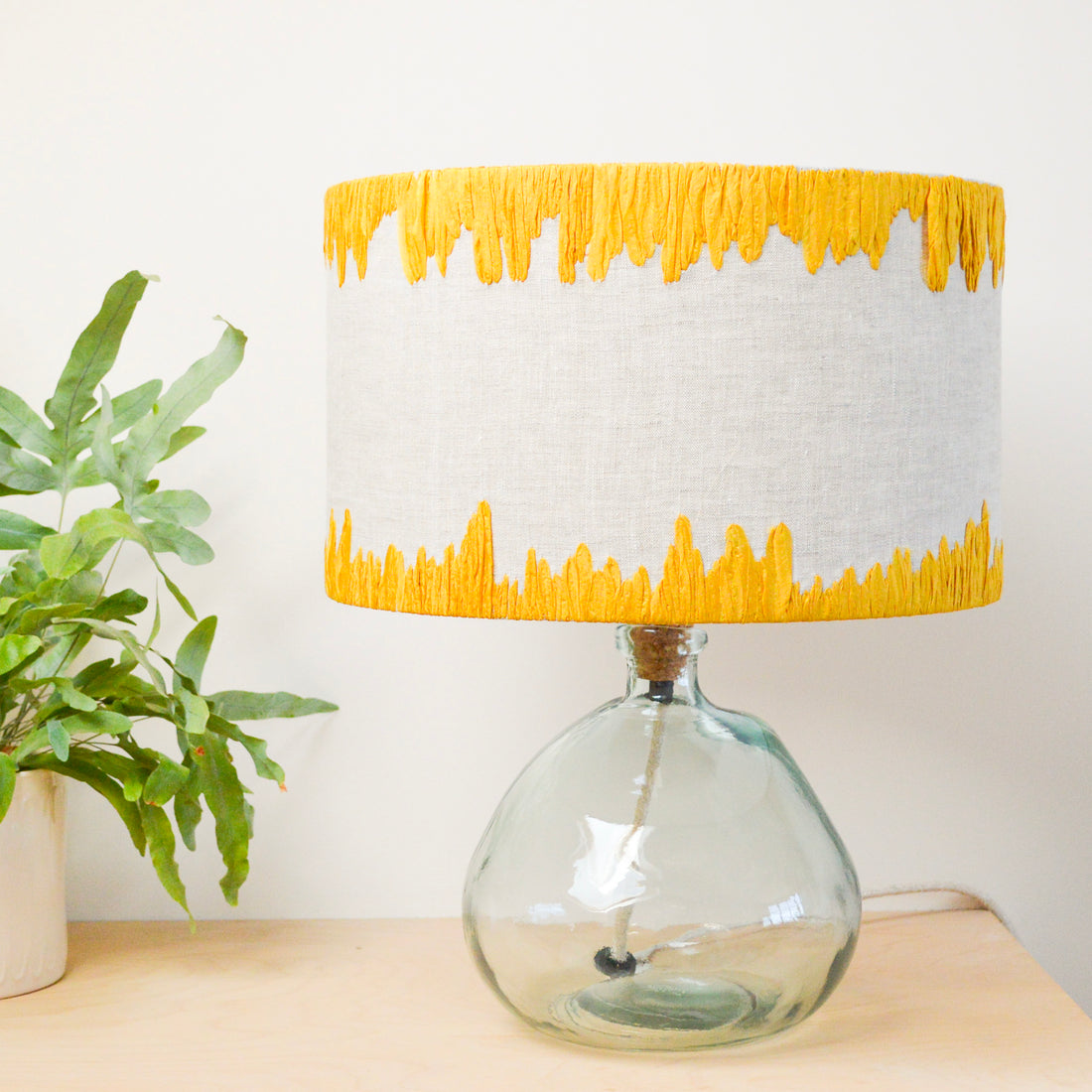 Yellow Edged Embroidered Lampshade