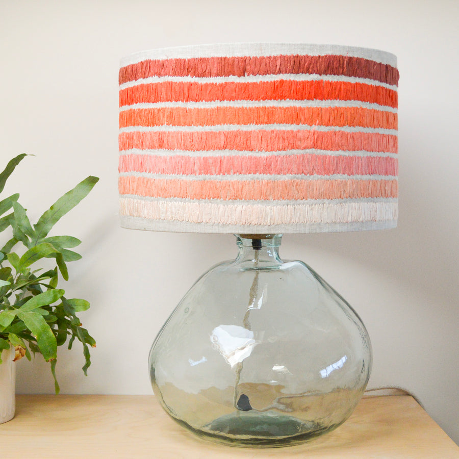 Pink Stripe Embroidered Lampshade