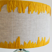 Detail of the hand embroidered yellow edge linen lampshade
