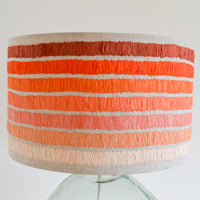 Hand dyed and embroidered stripe lampshade in ombre pinks