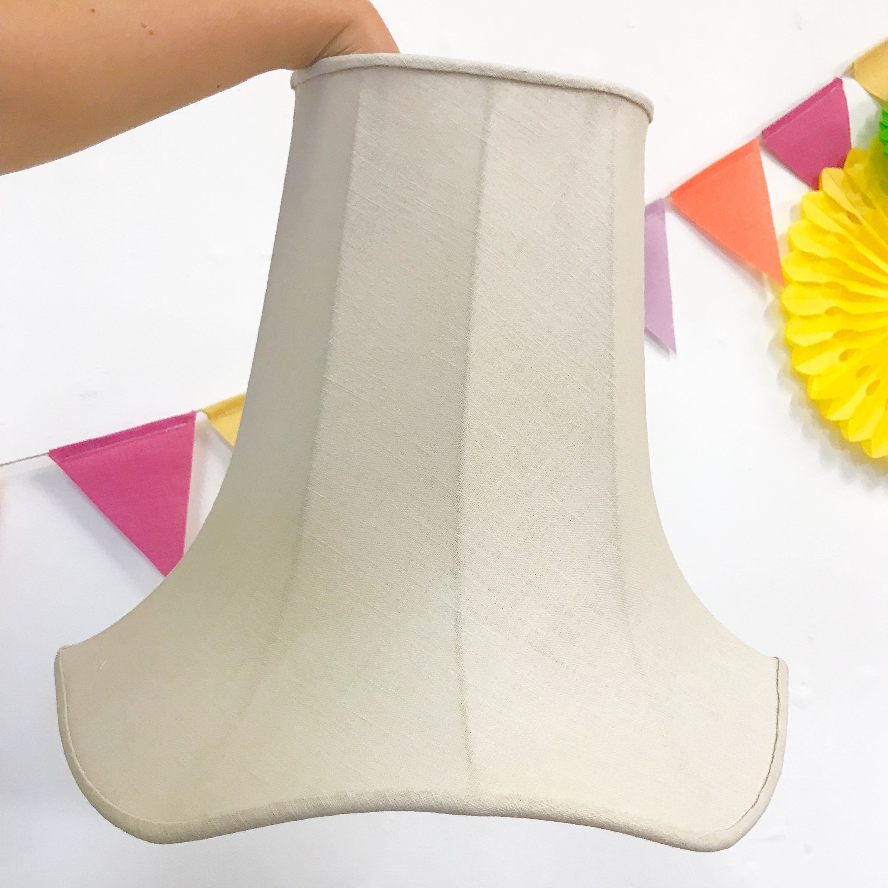 Lampshade recovering after using ecru linen