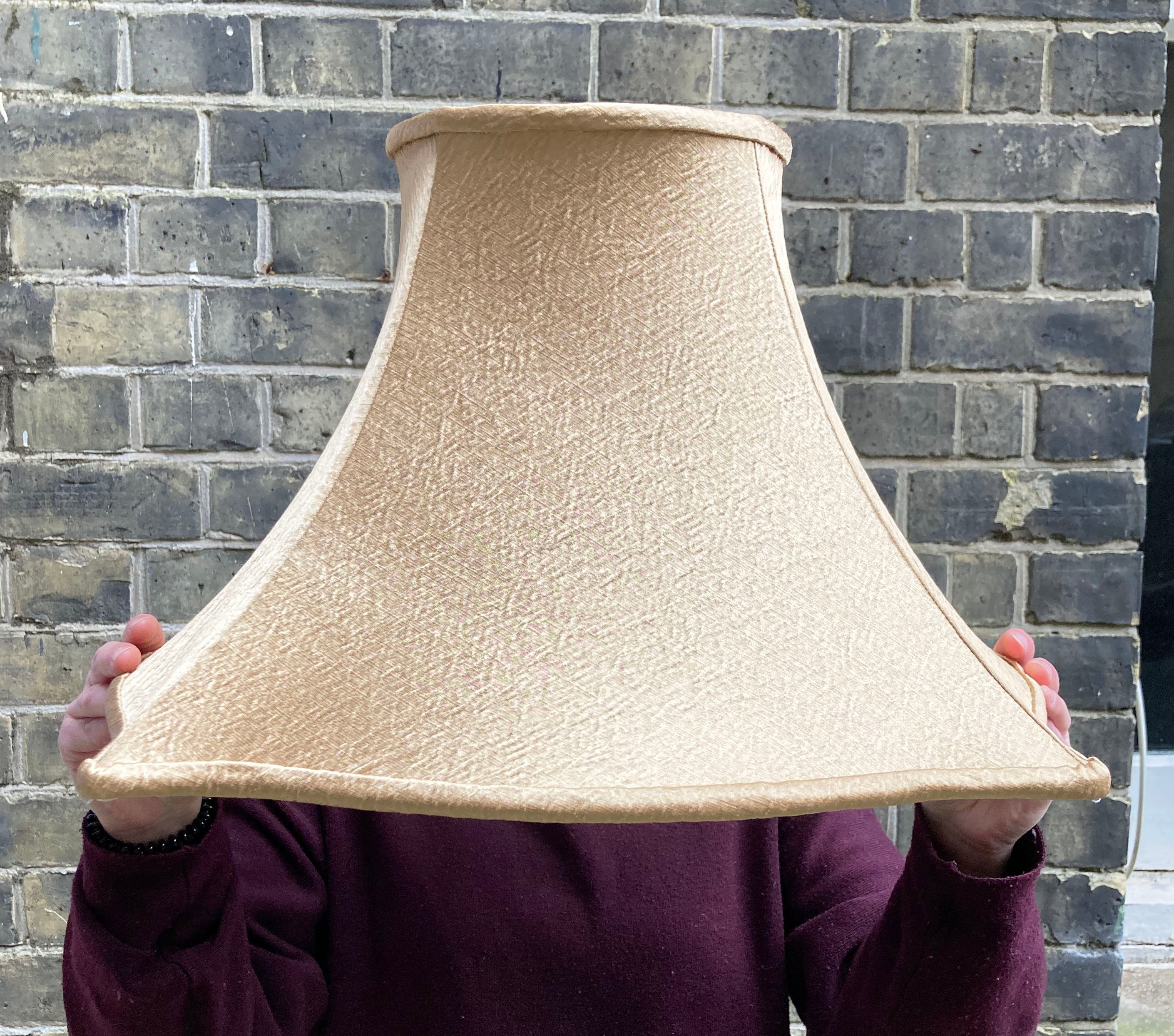 silk panelled lampshade recovering after