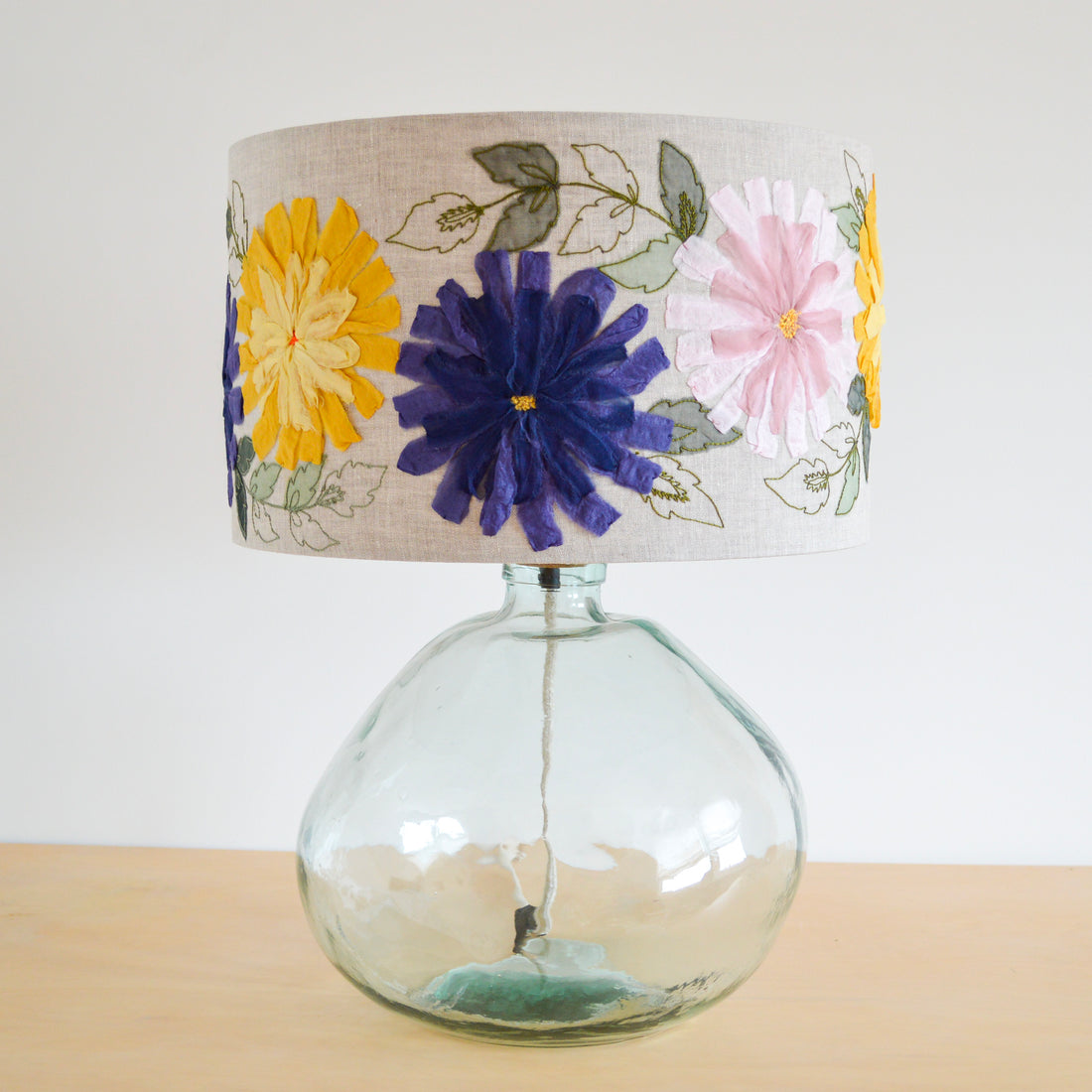 Blue Floral Embroidered Lampshade