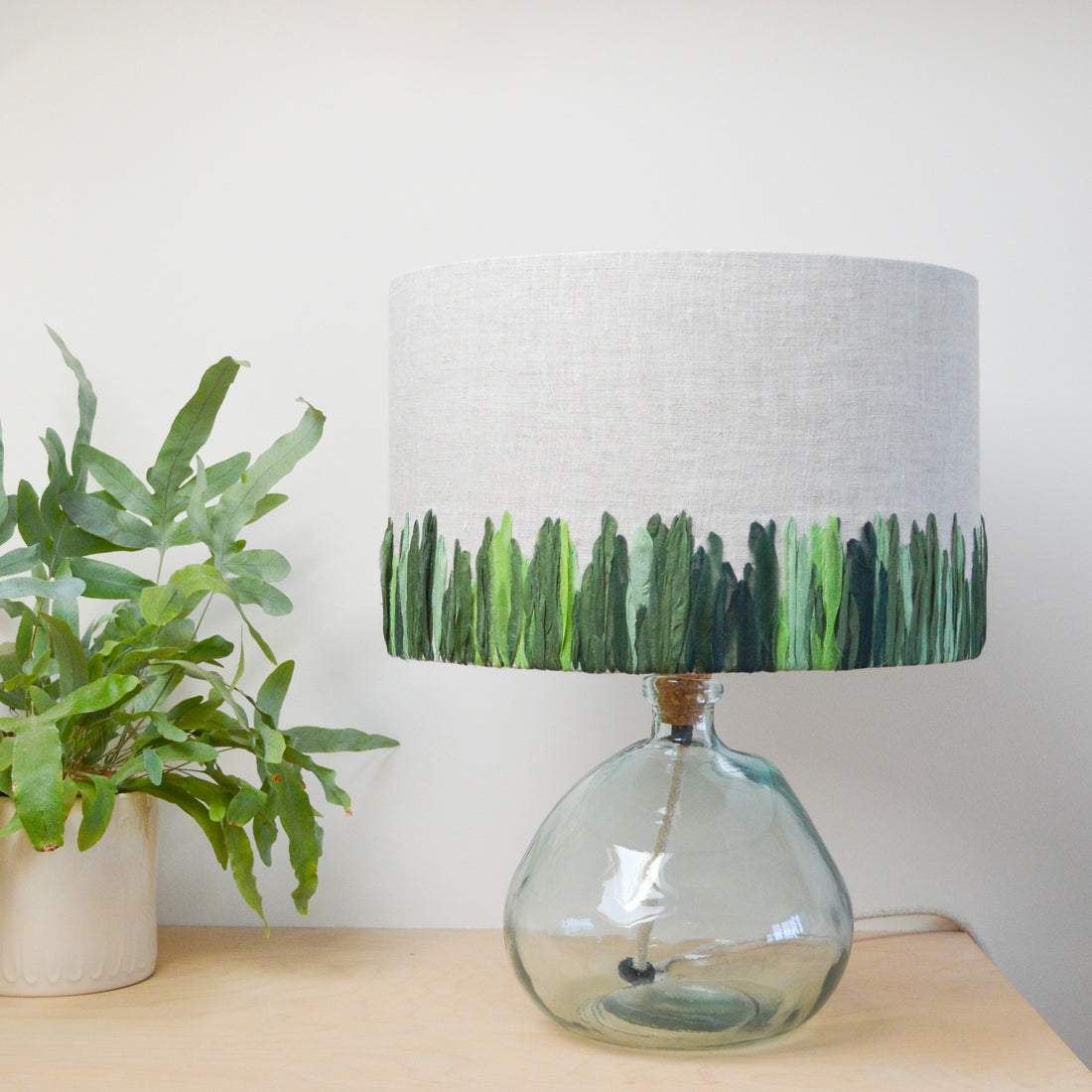 Green Meadow Embroidered Lampshade