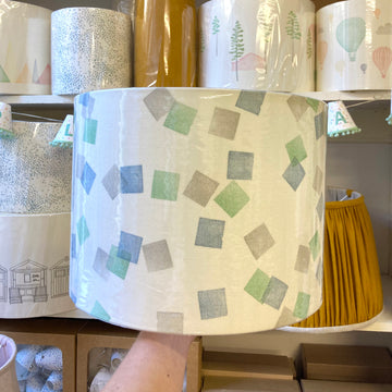 Sample Sale - Green, blue & grey squares lampshade