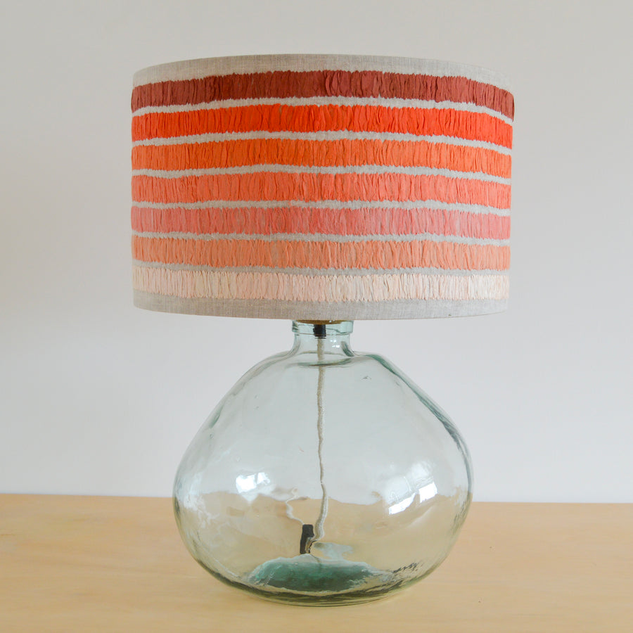 Pink Stripe Embroidered Lampshade