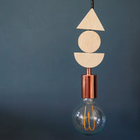 Natural Wood And Copper Shapes Pendant Light
