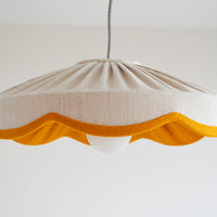 Natural linen and mustard scallop lampshade