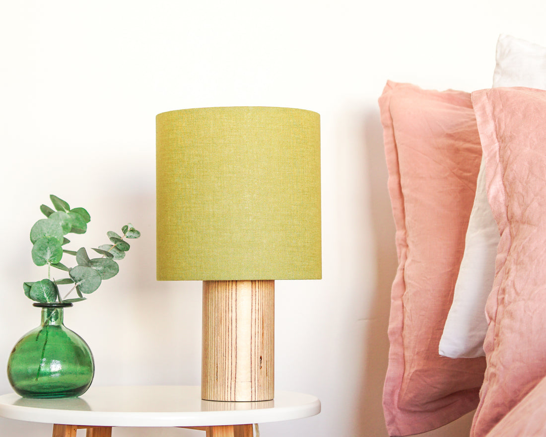 Olive Linen Drum Lampshade