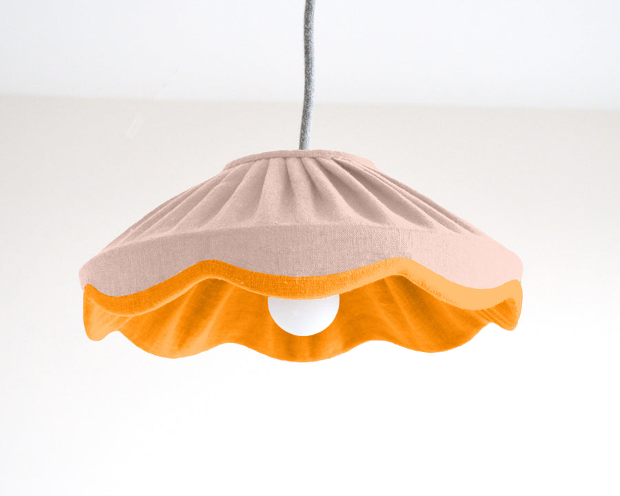 small pink and mustard scallop lampshade