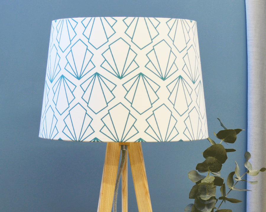 Geometric Blue Tapered Lampshade