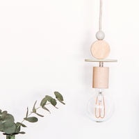 Green and Grey Wooden Circle Pendant Light