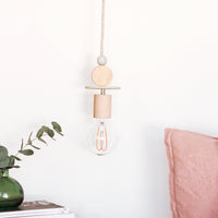 Green and Grey Wooden Circle Pendant Light