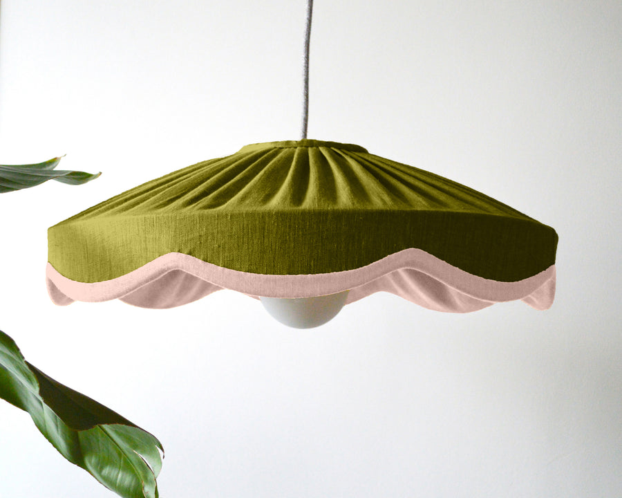 Moss green large scallop pendant lampshade