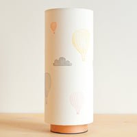Hot air balloon nursery table lamp, with wooden base