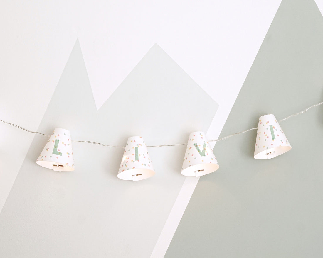 Personalised fairy lights in green